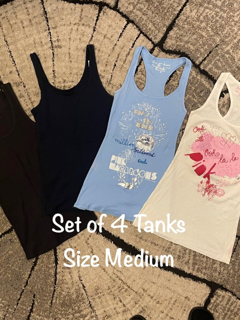 Set of 4 Women's Size Medium Tanks - Includes New Balance and Pink